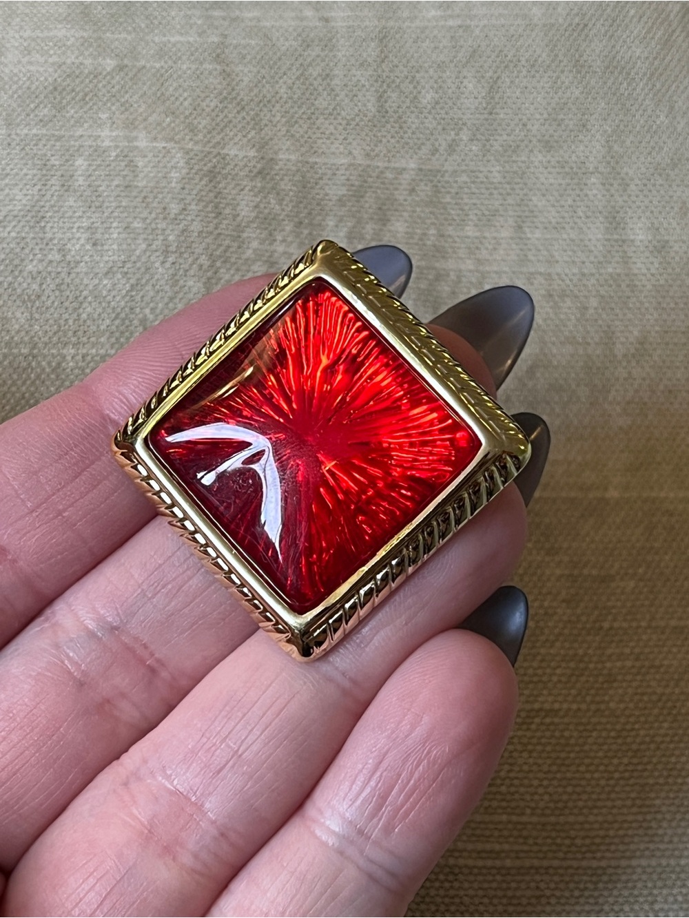 Vintage red and gold coloured earrings
